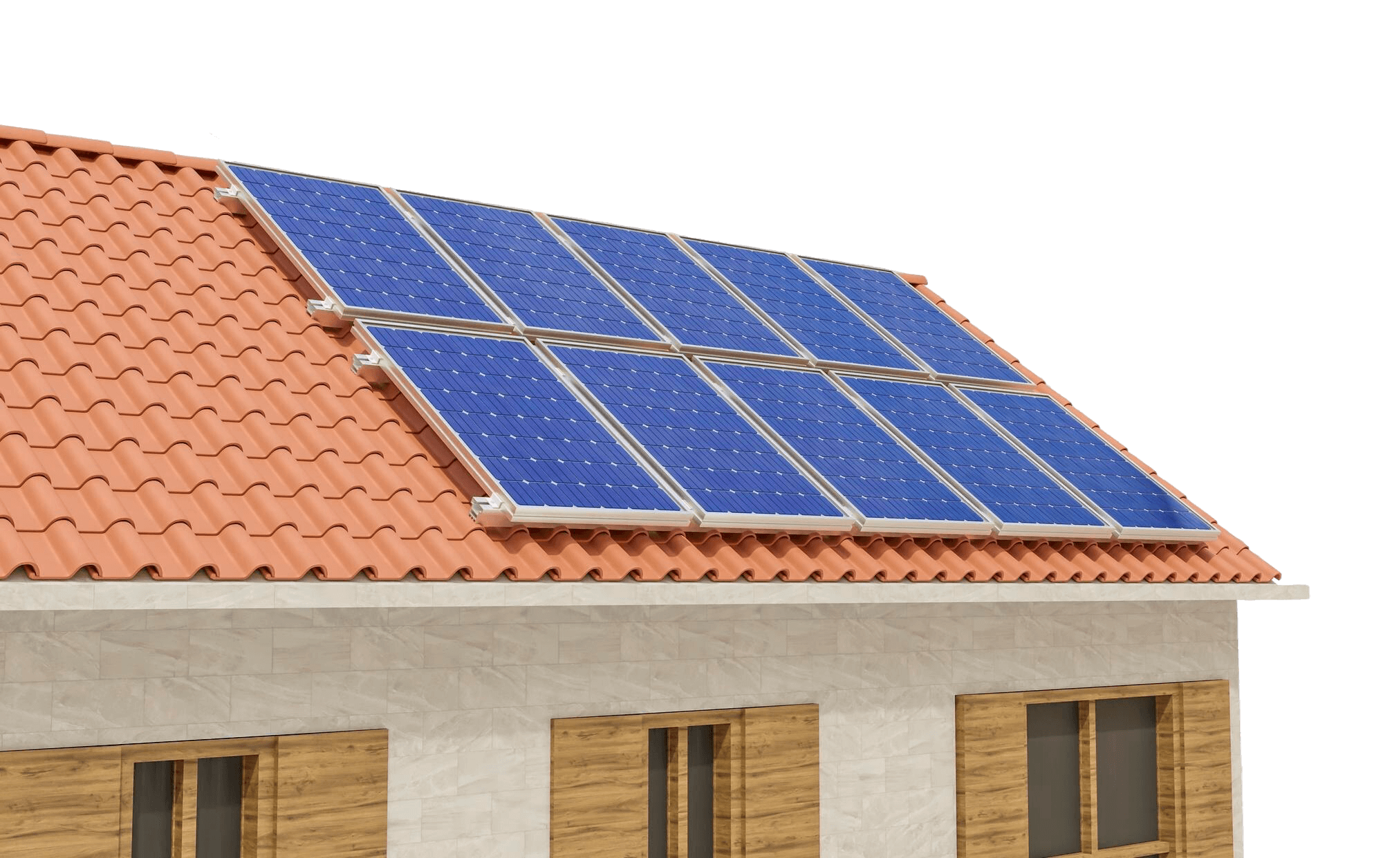 Painéis solares instalados no telhado residencial